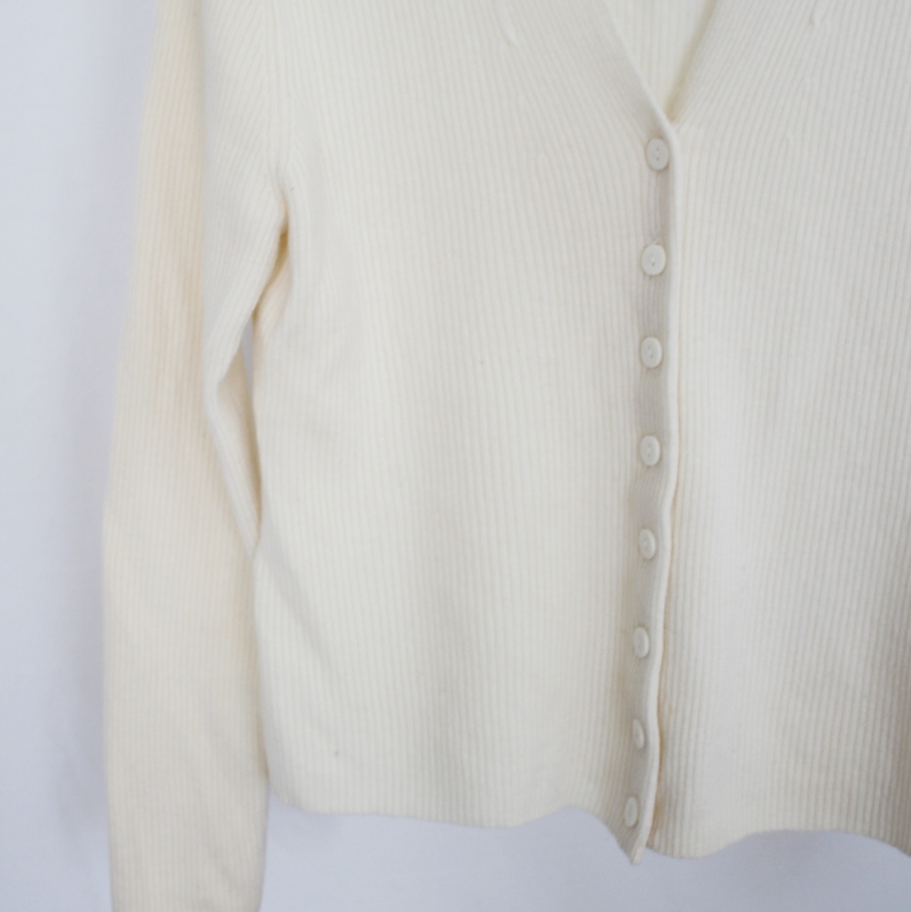 Wool Cream Cardigan M